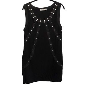 MINKPINK Black mini dress with studded accents and pockets size Large punk goth